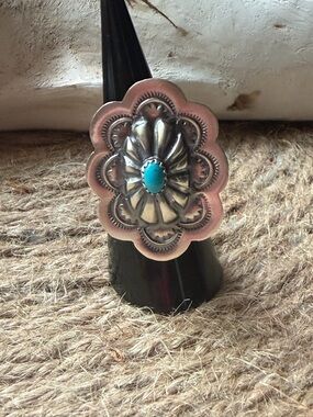 Native American Ray B artist Sterling Sliver stamped adjustable band.